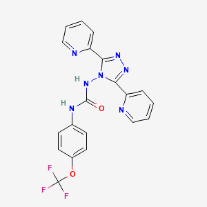 molecular formula C20H14F3N7O2 B2852246 1-(3,5-Dipyridin-2-yl-1,2,4-triazol-4-yl)-3-[4-(trifluoromethoxy)phenyl]urea CAS No. 320418-37-9