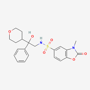 molecular formula C21H24N2O6S B2852248 2-hydroxy-S-(3-methyl-2-oxo-2,3-dihydro-1,3-benzoxazol-5-yl)-2-(oxan-4-yl)-2-phenylethane-1-sulfonamido CAS No. 2097931-83-2