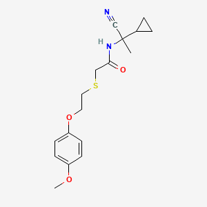 molecular formula C17H22N2O3S B2852253 N-(1-cyano-1-cyclopropylethyl)-2-{[2-(4-methoxyphenoxy)ethyl]sulfanyl}acetamide CAS No. 1252501-19-1