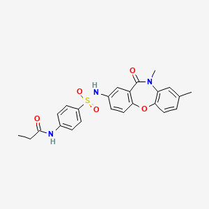 molecular formula C24H23N3O5S B2852267 N-(4-{[(8,10-二甲基-11-氧代-10,11-二氢二苯并[b,f][1,4]恶杂环-2-基)氨基]磺酰基}苯基)丙酰胺 CAS No. 921899-19-6