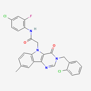 N-(4-chloro-2-fluorophenyl)-2-(3-(2-chlorobenzyl)-8-methyl-4-oxo-3H-pyrimido[5,4-b]indol-5(4H)-yl)acetamide