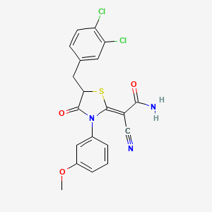 (Z)-2-cyano-2-(5-(3,4-dichlorobenzyl)-3-(3-methoxyphenyl)-4-oxothiazolidin-2-ylidene)acetamide