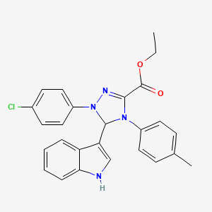 molecular formula C26H23ClN4O2 B2852291 ethyl 1-(4-chlorophenyl)-5-(1H-indol-3-yl)-4-(4-methylphenyl)-4,5-dihydro-1H-1,2,4-triazole-3-carboxylate CAS No. 361466-22-0