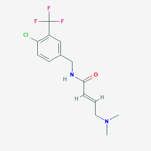 molecular formula C14H16ClF3N2O B2852293 (E)-N-[[4-Chloro-3-(trifluoromethyl)phenyl]methyl]-4-(dimethylamino)but-2-enamide CAS No. 2411332-37-9