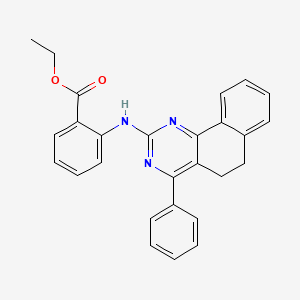 molecular formula C27H23N3O2 B2852336 Ethyl 2-[(4-phenyl-5,6-dihydrobenzo[h]quinazolin-2-yl)amino]benzenecarboxylate CAS No. 352225-06-0