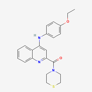 molecular formula C22H23N3O2S B2852338 (4-((4-Ethoxyphenyl)amino)quinolin-2-yl)(thiomorpholino)methanone CAS No. 1226436-49-2