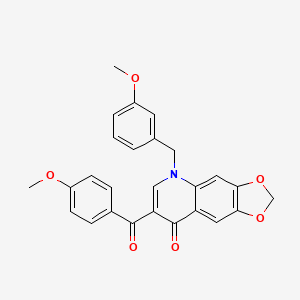molecular formula C26H21NO6 B2852339 7-(4-methoxybenzoyl)-5-(3-methoxybenzyl)[1,3]dioxolo[4,5-g]quinolin-8(5H)-one CAS No. 902624-96-8