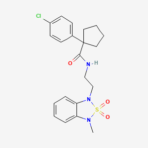 molecular formula C21H24ClN3O3S B2852342 1-(4-chlorophenyl)-N-(2-(3-methyl-2,2-dioxidobenzo[c][1,2,5]thiadiazol-1(3H)-yl)ethyl)cyclopentanecarboxamide CAS No. 2034590-87-7
