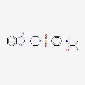 molecular formula C22H26N4O3S B2852352 N-(4-((4-(1H-benzo[d]imidazol-2-yl)piperidin-1-yl)sulfonyl)phenyl)isobutyramide CAS No. 886904-88-7
