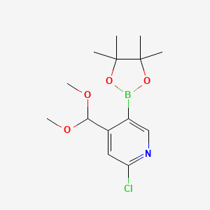 molecular formula C14H21BClNO4 B2852353 2-Chloro-4-(dimethoxymethyl)pyridine-5-boronic acid pinacol ester CAS No. 2377608-86-9
