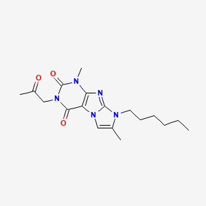 molecular formula C18H25N5O3 B2852355 8-hexyl-1,7-dimethyl-3-(2-oxopropyl)-1H-imidazo[2,1-f]purine-2,4(3H,8H)-dione CAS No. 887871-99-0