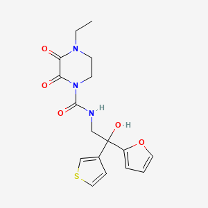 molecular formula C17H19N3O5S B2852362 4-ethyl-N-[2-(furan-2-yl)-2-hydroxy-2-(thiophen-3-yl)ethyl]-2,3-dioxopiperazine-1-carboxamide CAS No. 2097916-73-7