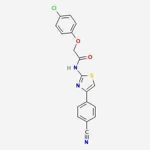 molecular formula C18H12ClN3O2S B2852367 2-(4-chlorophenoxy)-N-[4-(4-cyanophenyl)-1,3-thiazol-2-yl]acetamide CAS No. 392248-46-3