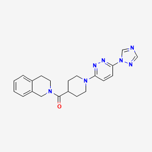 molecular formula C21H23N7O B2852396 (1-(6-(1H-1,2,4-三唑-1-基)哒嗪-3-基)哌啶-4-基)(3,4-二氢异喹啉-2(1H)-基)甲甲酮 CAS No. 1797563-38-2