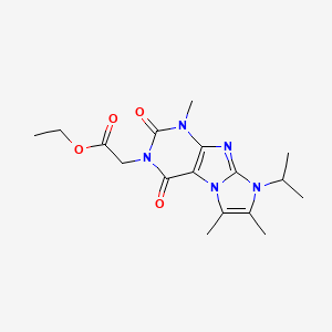 molecular formula C17H23N5O4 B2852420 2-(4,7,8-三甲基-1,3-二氧代-6-丙-2-基嘌呤[7,8-a]咪唑-2-基)乙酸乙酯 CAS No. 878734-87-3