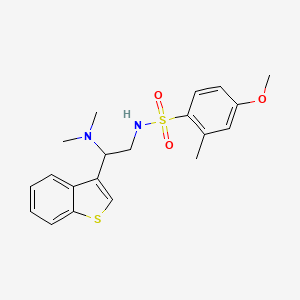 molecular formula C20H24N2O3S2 B2852426 N-(2-(benzo[b]thiophen-3-yl)-2-(dimethylamino)ethyl)-4-methoxy-2-methylbenzenesulfonamide CAS No. 2034310-72-8