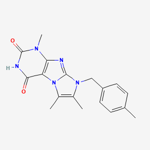 molecular formula C18H19N5O2 B2852436 1,6,7-trimethyl-8-(4-methylbenzyl)-1H-imidazo[2,1-f]purine-2,4(3H,8H)-dione CAS No. 879464-59-2