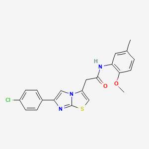 molecular formula C21H18ClN3O2S B2852449 2-[6-(4-chlorophenyl)imidazo[2,1-b][1,3]thiazol-3-yl]-N-(2-methoxy-5-methylphenyl)acetamide CAS No. 897458-69-4