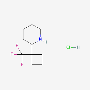 molecular formula C10H17ClF3N B2852455 2-[1-(三氟甲基)环丁基]哌啶；盐酸盐 CAS No. 2445792-54-9