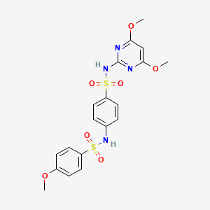 molecular formula C19H20N4O7S2 B2852462 N-{4-[(4,6-dimethoxypyrimidin-2-yl)sulfamoyl]phenyl}-4-methoxybenzene-1-sulfonamide CAS No. 876941-28-5