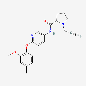 B2852469 (2S)-N-[6-(2-methoxy-4-methylphenoxy)pyridin-3-yl]-1-(prop-2-yn-1-yl)pyrrolidine-2-carboxamide CAS No. 1375207-00-3