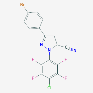 molecular formula C16H7BrClF4N3 B285248 3-(4-bromophenyl)-1-(4-chloro-2,3,5,6-tetrafluorophenyl)-4,5-dihydro-1H-pyrazole-5-carbonitrile 