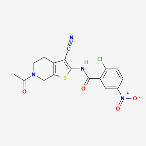 molecular formula C17H13ClN4O4S B2852493 N-(6-acetyl-3-cyano-5,7-dihydro-4H-thieno[2,3-c]pyridin-2-yl)-2-chloro-5-nitrobenzamide CAS No. 864859-28-9