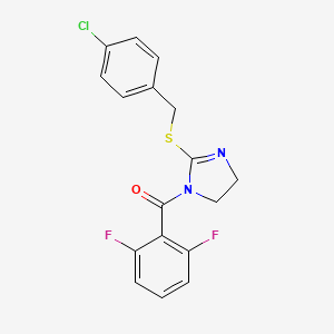 molecular formula C17H13ClF2N2OS B2852497 (2-((4-氯苄基)硫)-4,5-二氢-1H-咪唑-1-基)(2,6-二氟苯基)甲苯酮 CAS No. 851801-72-4