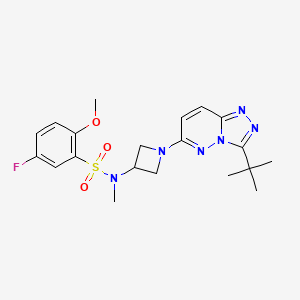 molecular formula C20H25FN6O3S B2852511 N-(1-(3-(tert-butyl)-[1,2,4]triazolo[4,3-b]pyridazin-6-yl)azetidin-3-yl)-5-fluoro-2-methoxy-N-methylbenzenesulfonamide CAS No. 2309753-06-6