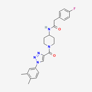 N-(1-(1-(3,4-dimethylphenyl)-1H-1,2,3-triazole-4-carbonyl)piperidin-4-yl)-2-(4-fluorophenyl)acetamide