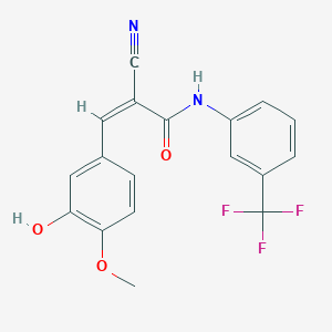 molecular formula C18H13F3N2O3 B2852531 (Z)-2-cyano-3-(3-hydroxy-4-methoxyphenyl)-N-[3-(trifluoromethyl)phenyl]prop-2-enamide CAS No. 562806-17-1