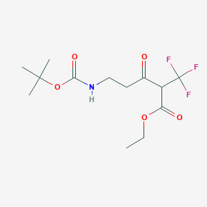 molecular formula C13H20F3NO5 B2852572 Ethyl 5-{[(tert-butoxy)carbonyl]amino}-3-oxo-2-(trifluoromethyl)pentanoate CAS No. 2138558-71-9