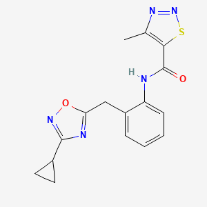 N-(2-((3-cyclopropyl-1,2,4-oxadiazol-5-yl)methyl)phenyl)-4-methyl-1,2,3-thiadiazole-5-carboxamide