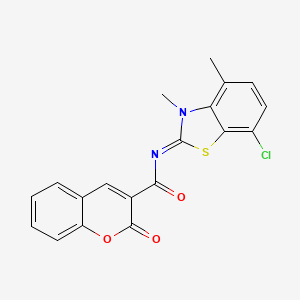 N-(7-chloro-3,4-dimethyl-1,3-benzothiazol-2-ylidene)-2-oxochromene-3-carboxamide