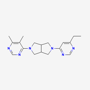 molecular formula C18H24N6 B2852582 5-(5,6-Dimethylpyrimidin-4-yl)-2-(6-ethylpyrimidin-4-yl)-1,3,3a,4,6,6a-hexahydropyrrolo[3,4-c]pyrrole CAS No. 2415585-32-7