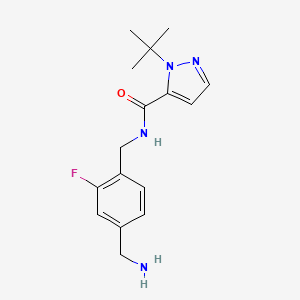 molecular formula C16H21FN4O B2852588 N-[[4-(Aminomethyl)-2-fluorophenyl]methyl]-2-tert-butylpyrazole-3-carboxamide CAS No. 2470439-73-5