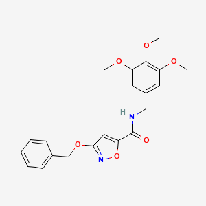 molecular formula C21H22N2O6 B2852589 3-(benzyloxy)-N-(3,4,5-trimethoxybenzyl)isoxazole-5-carboxamide CAS No. 1421496-54-9