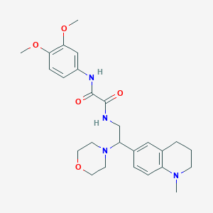 molecular formula C26H34N4O5 B2852592 N-(3,4-dimethoxyphenyl)-N-[2-(1-methyl-1,2,3,4-tetrahydro-6-quinolinyl)-2-morpholinoethyl]ethanediamide CAS No. 922065-82-5
