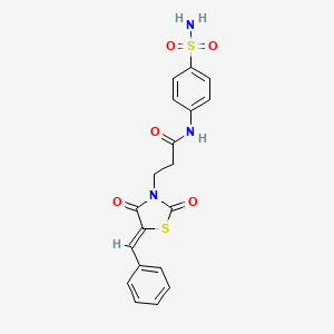 molecular formula C19H17N3O5S2 B2852598 3-[(5Z)-5-benzylidene-2,4-dioxo-1,3-thiazolidin-3-yl]-N-(4-sulfamoylphenyl)propanamide CAS No. 1998075-38-9
