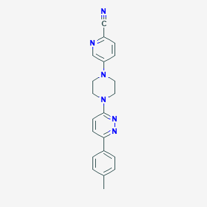 molecular formula C21H20N6 B2852602 5-[4-[6-(4-Methylphenyl)pyridazin-3-yl]piperazin-1-yl]pyridine-2-carbonitrile CAS No. 2380080-67-9