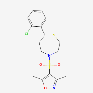 molecular formula C16H19ClN2O3S2 B2852609 4-((7-(2-Chlorophenyl)-1,4-thiazepan-4-yl)sulfonyl)-3,5-dimethylisoxazole CAS No. 1797289-71-4