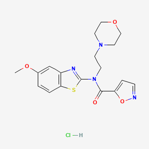 molecular formula C18H21ClN4O4S B2852620 N-(5-methoxybenzo[d]thiazol-2-yl)-N-(2-morpholinoethyl)isoxazole-5-carboxamide hydrochloride CAS No. 1184989-19-2