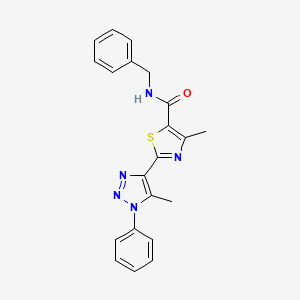 molecular formula C21H19N5OS B2852623 N-benzyl-4-methyl-2-(5-methyl-1-phenyl-1H-1,2,3-triazol-4-yl)thiazole-5-carboxamide CAS No. 1190001-93-4