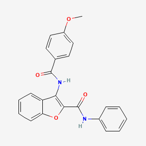 molecular formula C23H18N2O4 B2852626 3-(4-methoxybenzamido)-N-phenylbenzofuran-2-carboxamide CAS No. 160461-29-0