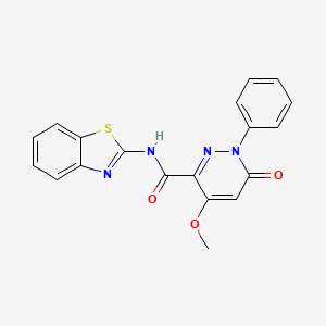 molecular formula C19H14N4O3S B2852632 N-(1,3-benzothiazol-2-yl)-4-methoxy-6-oxo-1-phenylpyridazine-3-carboxamide CAS No. 941944-30-5