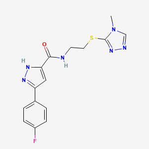5-(4-fluorophenyl)-N-(2-((4-methyl-4H-1,2,4-triazol-3-yl)thio)ethyl)-1H-pyrazole-3-carboxamide