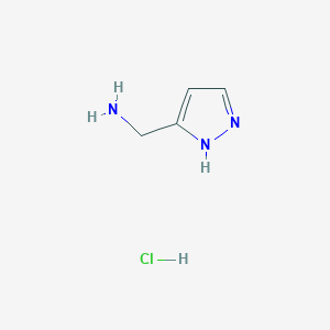 molecular formula C4H8ClN3 B2852640 (1H-Pyrazol-3-YL)methanamine hydrochloride CAS No. 1037237-32-3; 1196153-72-6