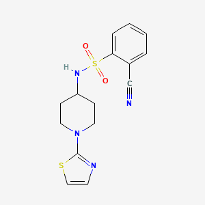 molecular formula C15H16N4O2S2 B2852647 2-cyano-N-(1-(thiazol-2-yl)piperidin-4-yl)benzenesulfonamide CAS No. 1448131-64-3