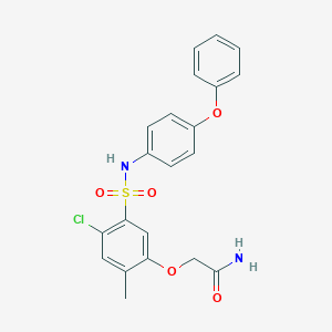 molecular formula C21H19ClN2O5S B285269 2-{4-Chloro-2-methyl-5-[(4-phenoxyanilino)sulfonyl]phenoxy}acetamide 