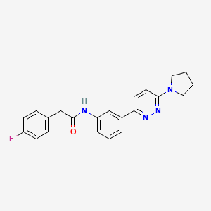 molecular formula C22H21FN4O B2852691 2-(4-fluorophenyl)-N-(3-(6-(pyrrolidin-1-yl)pyridazin-3-yl)phenyl)acetamide CAS No. 899953-45-8